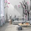 3D壁画の壁紙モダンなシンプルな枯れ木ビッグツリーピンクの花の風景リビングルームベッドルームウォールカバーHD壁紙2282