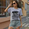 Camiseta feminina YRYT A nova Not Just An Aunt divertida moda aposta estampada gola redonda curta camiseta feminina.L24312