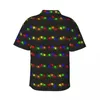 Męskie koszule świąteczne lampki świąteczne koszulka plażowa kolorowy druk na Hawajs Mężczyźni fajne bluzki z krótkim rękawem Y2K Street Graphic Tops