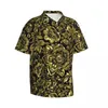 Men's Casual Shirts Shiny Gold Baroque Beach Shirt Black Floral Damasks Hawaii Male Loose Blouses Short Sleeve Breathable Custom Top