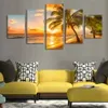 5 pezzi / set senza cornice cocco tramonto bagliore pittura a olio di arte della parete su tela moda e dipinti impressionisti strutturati casa immagine248c