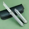 Coltello Flipper di fascia alta A5021 di alta qualità CPM-D2 Acciaio Stone Wash Tanto Point Lama CNC TC4 Manico in lega di titanio Cuscinetto a sfere Coltelli tascabili EDC