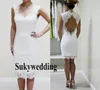 Volledige Kant Trouwjurken 2019 Knielengte Sweetheart Open Rug Korte Strand Boho Bruidsjurken Vestidos De Noiva Goedkope Schede Weddi6528873