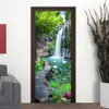 Chinesischer Stil Wasserfall Landschaft Po Wandbild Tapete 3D Home Decor Wohnzimmer Küche Tür Aufkleber PVC Selbstklebender Aufkleber 2241W