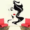 Decalcomania della parete Salone di bellezza per labbra rosse della signora Adesivo Decorazioni per la casa Parrucchiere Acconciatura Capelli Pettinatura Barbieri Vetrofania278w