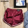 Pantaloncini da donna BIVIGAOS Estate Vintage Allenamento liscio Pantaloncini sexy Elasticità in vita a righe Hotpants Panno di seta Corto ldd240312