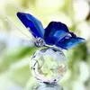 Crystal Glass Marble Butterfly تمثال Feng Shui Desk Gift المجوهرات الزجاجية عيد الميلاد المفروشات المنزل الحرف اليدوية 283r