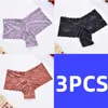 여자 팬티 3pcs 섹시한 여자 레이스 플러스 크기 언더 팬츠 고층 여성 패션 플로럴 속옷 편안한 팬티 친밀