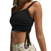 Canotte da donna Fasciatura femminile Moda Crop top sexy Canottiere da donna estive Solido con spalle scoperte Canotta con lacci a costine senza maniche