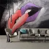 3D壁紙リビングルーム現代の壁紙セクシーな唇