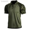 Polos pour hommes Vêtements Summer Camo Drapeau américain Imprimer Outdoor Militaire Tactique Polo à manches courtes Chasse Randonnée LDD240312