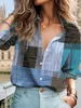 Dames Blouses Overhemden Dames Overhemdblouse Roze Blauw Bruin Kleurenblok Knoop Opdruk Lang Sle Informeel Vintage Dagelijks Basic Overhemd Herfst Winter TopsL24312