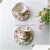 Dishes Plates French Retro Flowers Ceramic Coffee Cup And Plate A Set Of Salad Bowl Tableware Court Style Drop Delivery Home Garde Dhymp