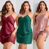 Dames nachtkleding Lente Zomer Spaghettibandjes Grote maten Dames Nachtjapon Lingerie Los satijn Homewear Chemise Nachthemd Loungewear