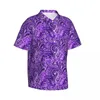 Mäns casual skjortor lila paisley skjorta vintage tryck lösa hawaiian män kort ärm semester mode mönster överdimensionerade blusar