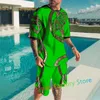 Homens Tracksuits Homens Oversized Tracksuit 2 Peça Define Letras Masculinas 3D Imprimir Esportes Manga Curta Praia Sportwear Verão Roupas Casuais Ternos