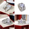 Ringen Ins Top Verkoop Sprankelende Luxe Sieraden 925 Sterling Sier Waterdruppel 5A Kubieke Zirkoon Partij Cz Diamant Edelstenen Vrouwen Paar Brid Otvsv