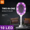 Kontroll Xiaomi 10 LED -fälla Myggmordare Lampa 3000V Electric Bug Zapper USB -laddningsbar Summer Fly Swatter Trap Flues Insect