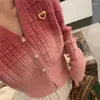 Women's Knits Love Brooch Spring Autumn Sweater Jacket Gradient Plaid Cashmere Knit Cardigan Women Floral Pearl Puff Sleeve Wool Knitwear