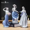 Figurina di bellezza in ceramica europea Home Desktop Arredamento Artigianato Decorazione Occidentale Lady Girls Porcellana Artigianato Ornamento Mer T2330r