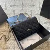 Womens WOC Purse Enamel Camellia Handle Tote Wallet Bags Phone Card Holder GHW Crossbody Shoulder Handbags Classic Mini Multi Pochette Vanity Purse 3 Colors 19CM
