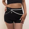 Belts Sexy Double Layers Chain For Lady Fashion Imitation Pearl Metal Waistbands Women Short Pant Dress Decorative Straps