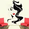 Muurtattoo Schoonheidssalon Voor Dame Rode Lippen Vinyl Sticker Home Decor Kapper Kapsel Haar Kapsel Kappers Venster Decal2686