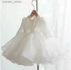 Abiti da ragazza Manica lunga Abito da bambina Abiti da battesimo per ragazze 1 ° anno festa di compleanno Abito da sposa Battesimo abbigliamento per neonati L240311