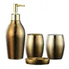 4 Stuks Veel Nordic Gouden Keramische Wassen Set Badkamer Accessoires Zeepdispenser Tandenborstelhouder Levert 240228