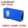 LIITOKALA 18650 48V 20AH 13S6P 리튬 배터리 팩 48V 20AH 1000W 전기 자전거 배터리 20A BMS 54.6V 2A 충전기 내장