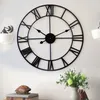 Zegary ścienne 40/47/60/80 cm 3D Vintage Clock Iron Art Hollow rzymski cyfra duża zegarek do salonu do sypialni dekoracje domu