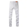 Jeans pour hommes Purple Brand Jeans American High Street Blanc Patched Hole 9046
