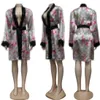 Designer Print Lounge for Womens Sexy Long Bathrobes Casual Homewear Pajamas Free Ship