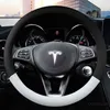 Microfiber Leather Car Steering Wheel Cover 38cm for Tesla All Models 3 S Y X Auto Interior Accessories styling Y1129218v