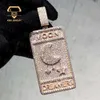 Anpassade Hiphop -män gjorde 10k solid rent guld islagt ut Moissanite Plate Pendant Pendant Lab Diamond Pendant