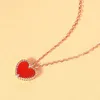 V Necklace S925 Sterling Silver Heart Shaped Agate Necklace Small Red Heart Red Agate Pendant Ornament for Womens Light Luxury Gift