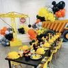 Konstruktionsfödelsedagsballonger Garland Kit Orange Yellow Black Grey Boys Kid 1st Baby Shower Party Decorations 240226