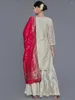 Abbigliamento etnico Set sari casual quotidiano da donna in fibra di poliestere lungo a doppio strato in stile indiano in colore beige