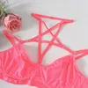 Bras conjuntos mulheres desejo menina laço sling pesado artesanato colorido malha saia diversão roupa interior conjunto sexy babydoll vestido lingerie transparente