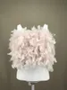 Gilet da donna Piuma di tacchino naturale Top a tubo con fiore 2024 Furry Luxury Women Bandeau Bralette Mini Crop senza spalline per il partito B230831
