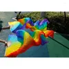 Stage Wear High Quality Chinese Silk Belly Dance Fan Real 120cm/150cm/180cm Rainbow Striped Wholesale Handmade Props