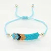Bracelets à maillons Miyuki, perles de riz tissées à la main, Style ethnique, flèche bleue, perles géométriques, modèle de Couple pour femmes