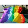 Stage Wear High Quality Chinese Silk Belly Dance Fan Real 120cm/150cm/180cm Rainbow Striped Wholesale Handmade Props