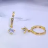 Lussuosi orecchini a cerchio pendenti in cristallo placcato argento oro reale 18K per le donne Orecchini pendenti a goccia Orecchini pendenti con zirconi cubici Set di orecchini con diamanti