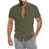 Camisas casuais masculinas estilo camiseta homens 2024 botão gola roupas de verão moda sólida manga curta cardigan top