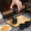 Şarap Gözlükleri Japon tarzı dört fincan ile bir pot Yaguang ding fırın siyah likör set hediye kutusu shochu dispenser baijiu fincan