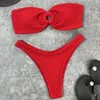 Women's Swimwear Sexy Strapless Bikini 2024 Solid Color Two Piece Women Ring Hollow Out Biquini Summer Bathing Suit Beach