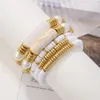 5PCS Soft Clay Gold Charm Bracelets Zestaw Kolorowe akrylowe perłowe surfer etniczny Heishi Stretch States Strands Stackable Bohemian Summer Beach Przyjaźń Biżuter