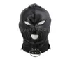 Bondage visage yeux Gimp capuche harnais bouche ouverte en cuir PU masque à capuche complet bandeau nouveau A6757244183