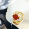 Tasarımcı Yüzük Altın Kaplama Mücevher Tasarımcısı 4 Yaprak Yonca Yüzüğü Kadın Gümüş Kaplama Yüzük Kişilik Lüks Klasik Kokulu ZH131 E4